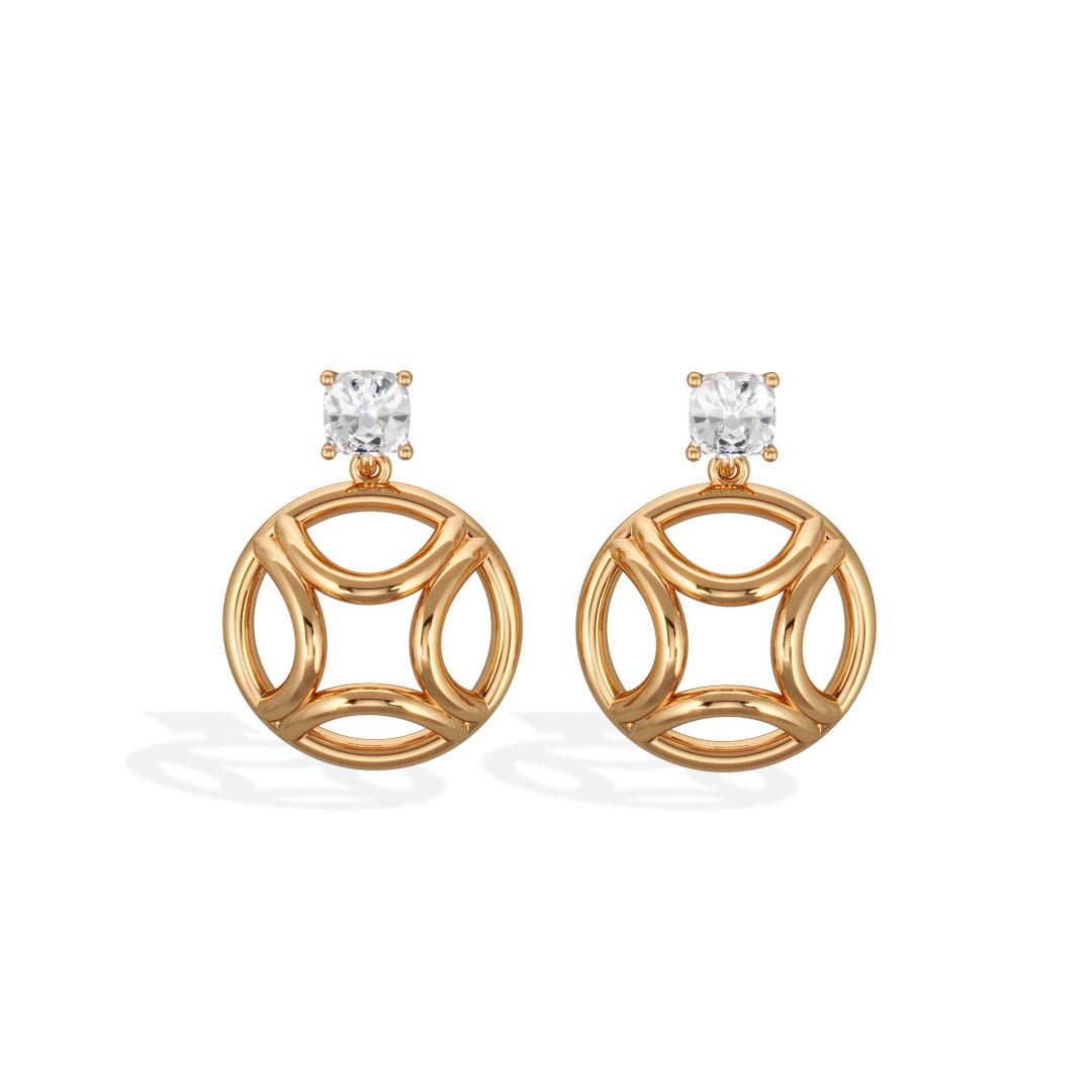 Pendant Earrings Perpétuelle 05ct x2 Cushion - 18k yellow gold lab grown diamond Loyale Paris