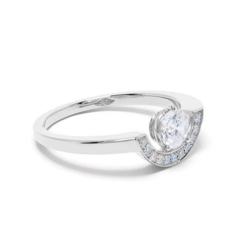 Ring Intrépide petit arc 05ct pavée - 18k white gold lab grown diamond Loyale Paris 1