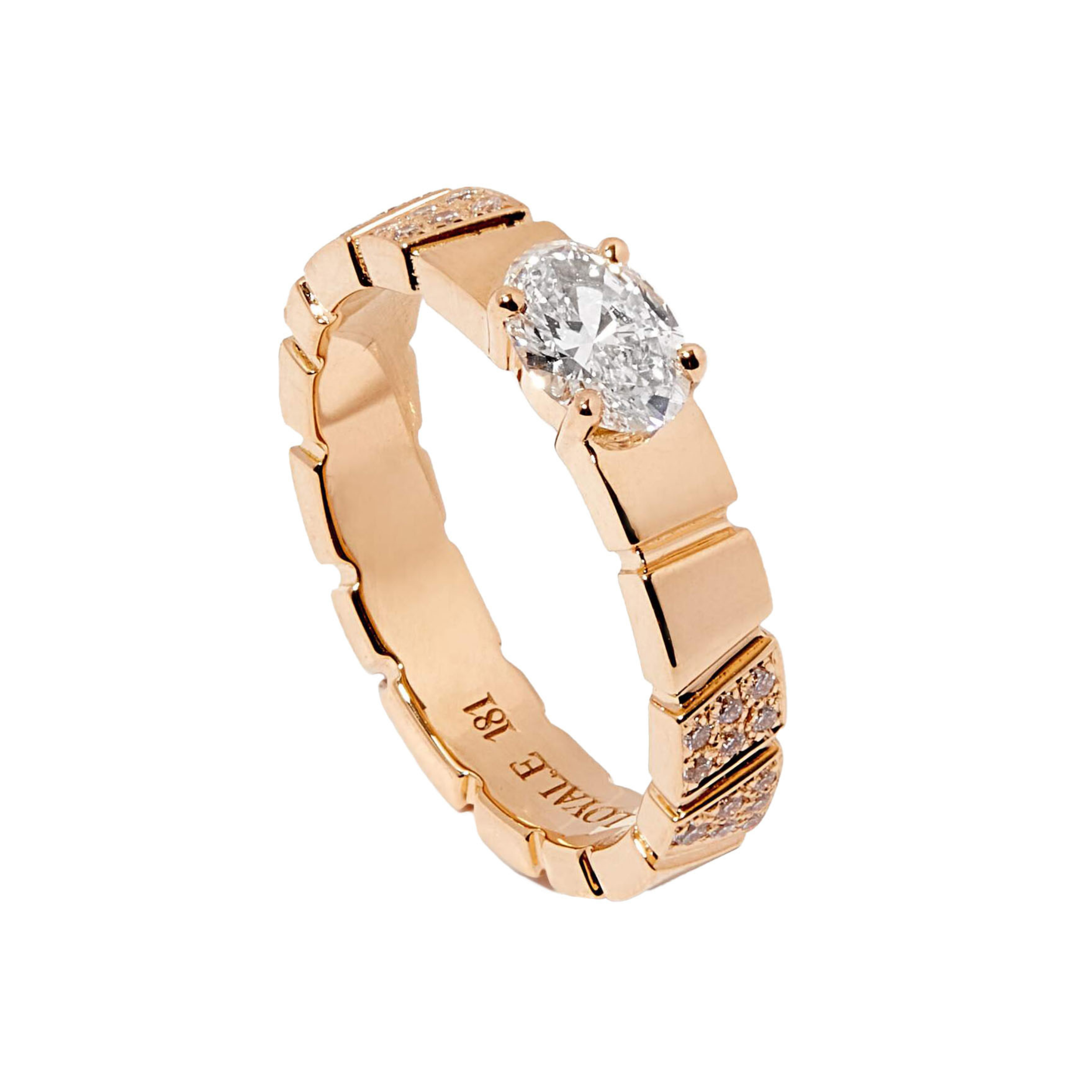 Ring Ride Love semi-pavée 05ct oval - 18k recycled yellow gold lab grown diamonds ethical fine jewelry loyale paris 1