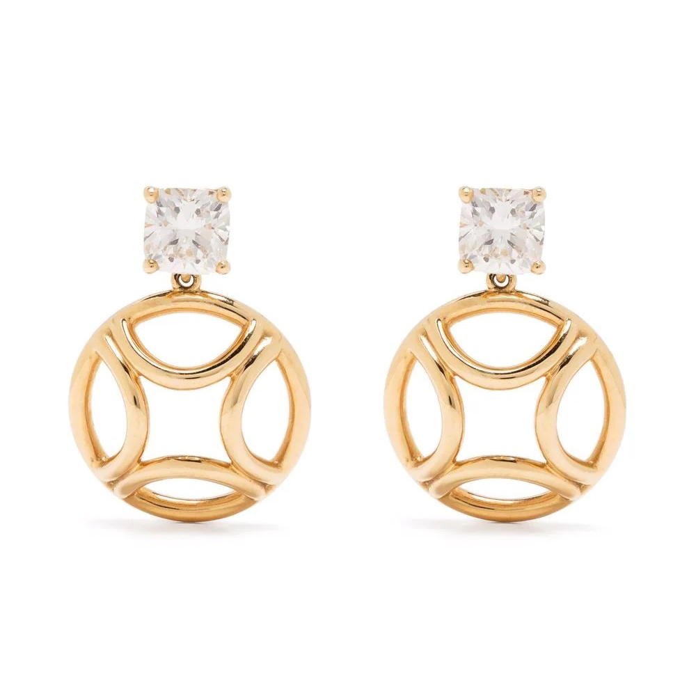 Pendant Earrings Perpétuelle 1ct x2 Cushion - 18k yellow gold lab grown diamond Loyale Paris 1