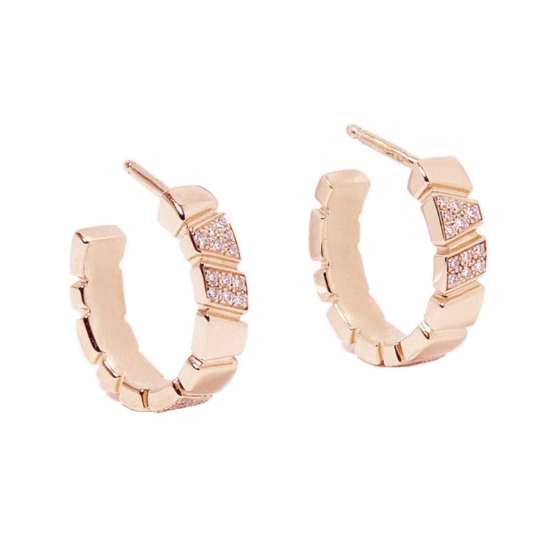 Earring Ride & Love semi-pavées Small - 18k rose gold 1