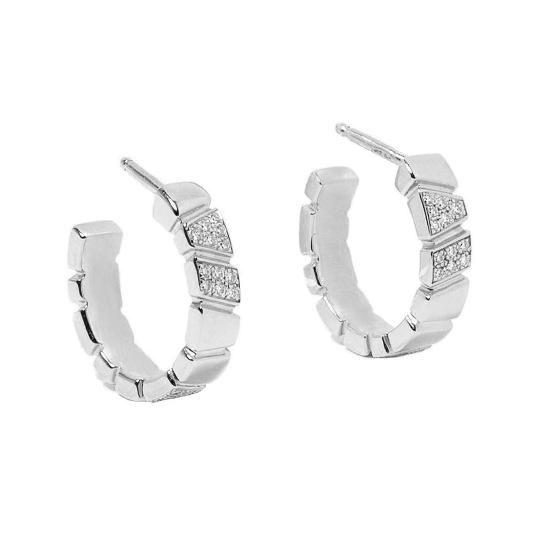 Earring Ride & Love semi-pavées Small - 18k white gold 1